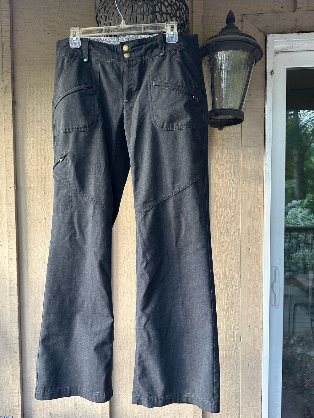 Athleta Women's Duster Cargo Pants in a charcoal gray